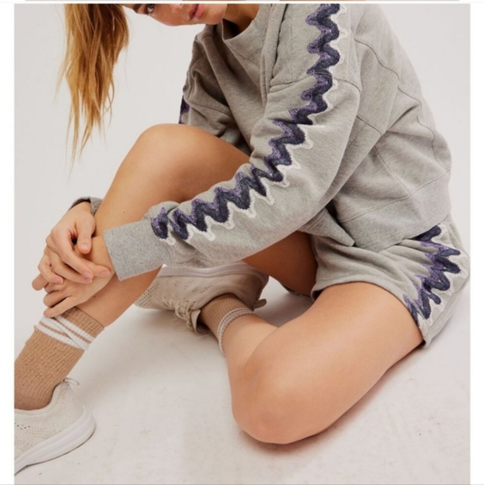 Free People FP Movement Feeling Wavy Intercept heather grey‎ Combo sweater sz XS